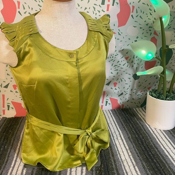 Worthington Dark Gold Belted Sleeveless Going Out Top - L - Picture 1 of 4